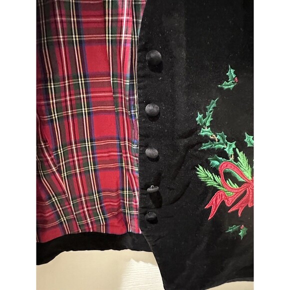 Vintage Karen Scott Vest Women's Large Black Christmas Velvet Button Vest Snow - Picture 5 of 9